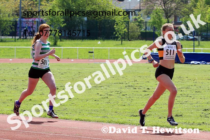 Womens Under-17s 3000 metres, 2023 North Eastern Track and Field Champs., Middlesbrough Sports Village, Middlesbrough. Photo: David T. Hewitson/Sports for All Pics